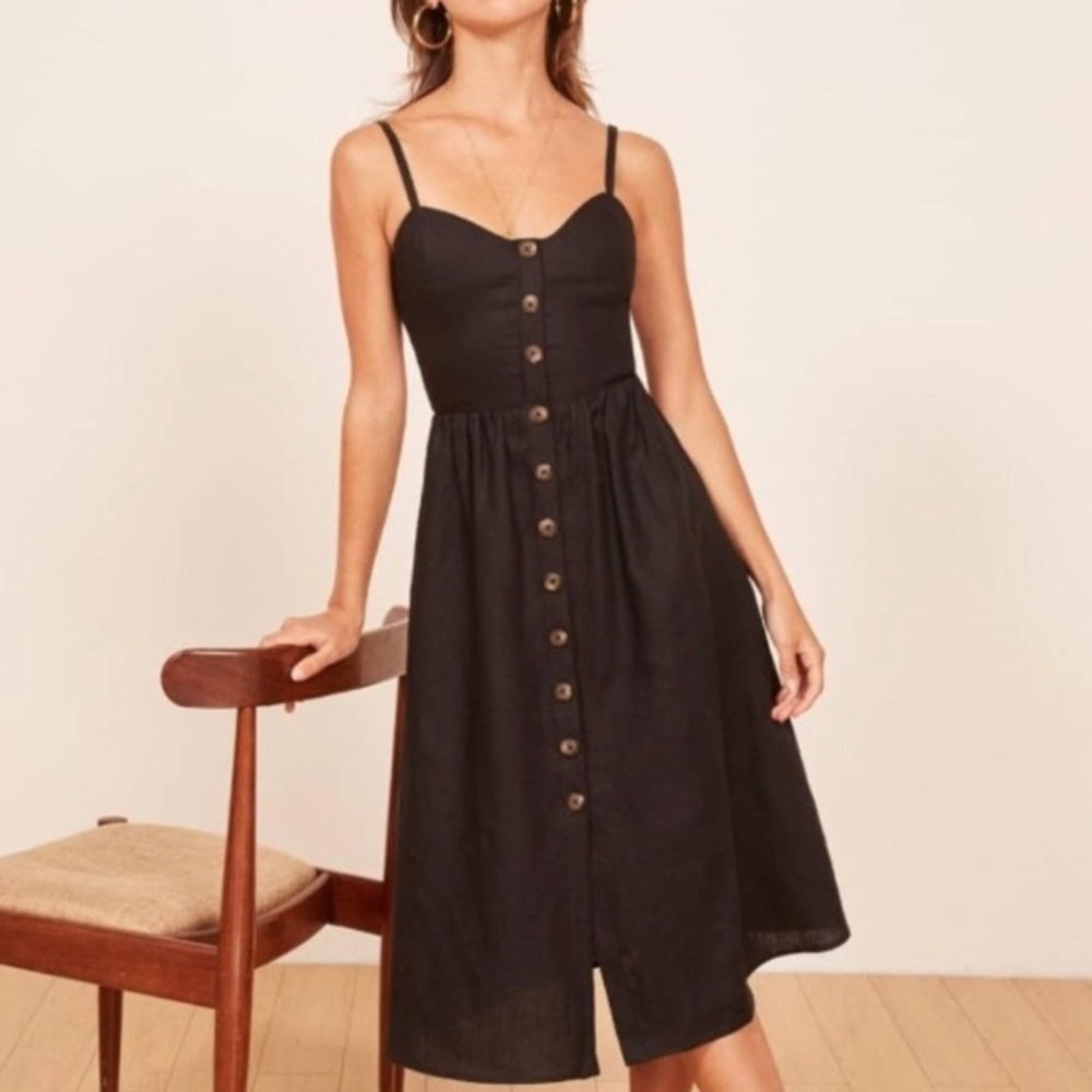 Reformation button down linen dress